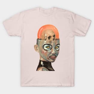 Future Girl | Skull Brain | Candy Girl Surreal Pop Art | Steam Punk  Original Surreal Painting By Tyler Tilley T-Shirt